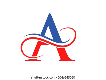 Initial Letter A Modern Shape Logo Design Template. Premium A Logo With Creative Curved Vector Illustration. 