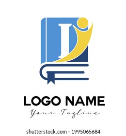 I initial Letter Modern Simple Education, Library, Bookstore, Bookshop, Literature Logo template. E learning startup mobile application Logo Identity