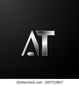 Initial letter AT modern style logo silver