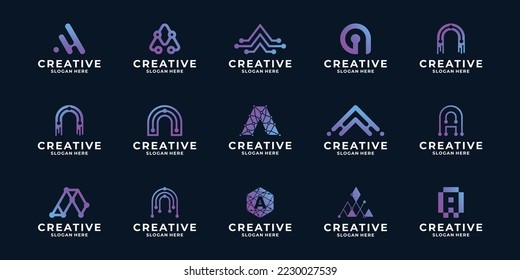 Initial letter A modern technology logo design inspiration.