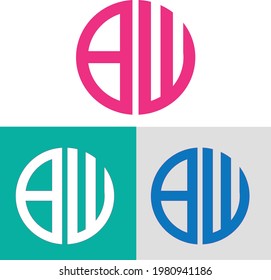 Initial Letter Monogram BW With Circle Logo design