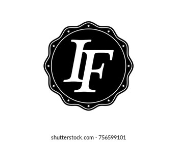 Initial letter IF monogram logo black seal stamp lace