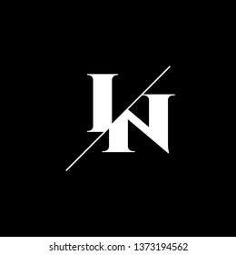 Initial Letter IN Monogram Sliced. Logo template isolated on black background