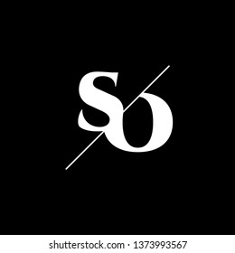 Initial Letter SO Monogram Sliced. Logo template isolated on black background