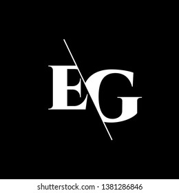 Initial Letter EG Monogram Sliced. Modern logo template isolated on black background
