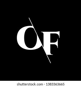 Initial Letter OF Monogram Sliced. Modern logo template isolated on black background