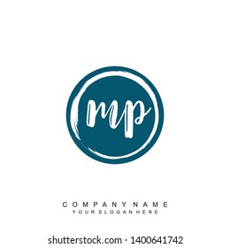 Initial letter MP beautiful handwriting logo vector template