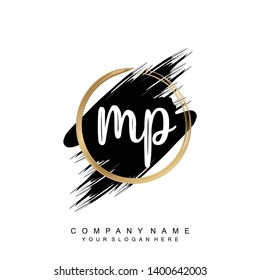 Initial letter MP beautiful handwriting logo vector template