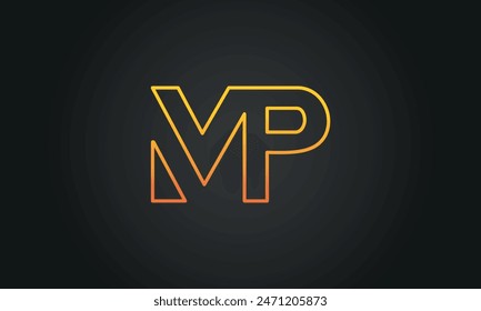 Initial Letter MP Logo Design With Swoosh. Creative And Modern MP Logo Design on Black Background.