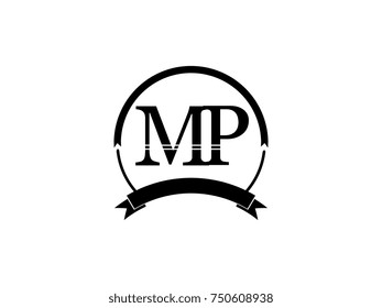 initial letter MP logo monogram retro black