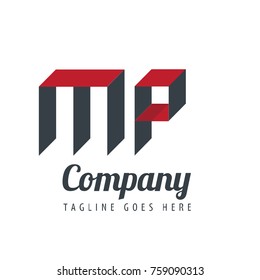 Initial Letter MP Logo With Ribbon Style