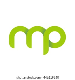 initial letter mp modern linked circle round lowercase logo green
