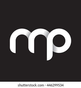 initial letter mp modern linked circle round lowercase logo white black