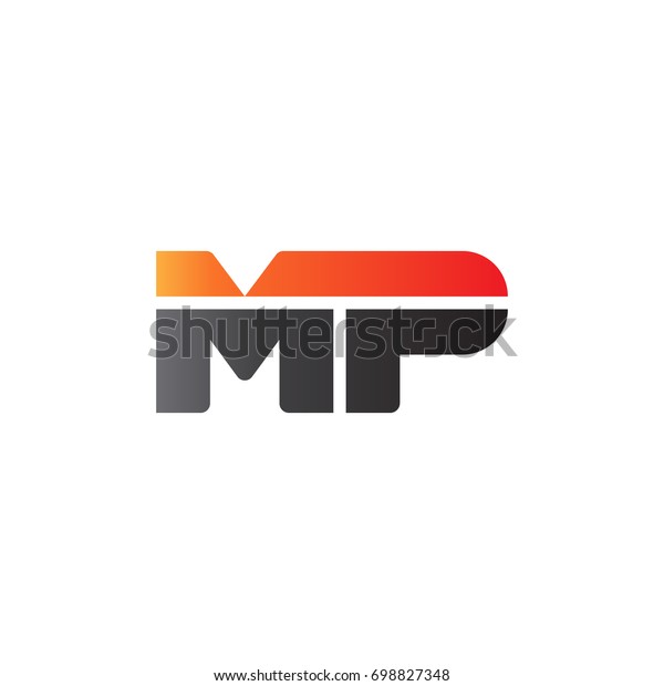 Initial letter MP, straight linked line bold logo,\
gradient fire red black\
colors