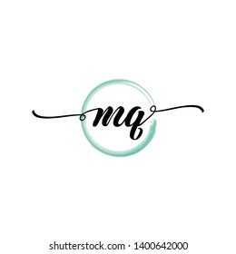 Initial letter MQ beautiful handwriting logo vector template