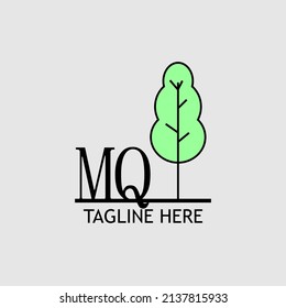 Initial letter MQ with green tree logo. Minimal, simple and unique.