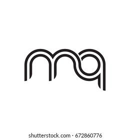 Initial letter mq, linked outline rounded lowercase, monogram black