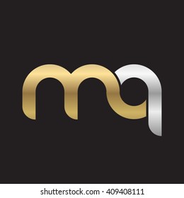 initial letter mq linked round lowercase logo gold silver black background