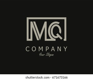 Initial Letter MQ Logo Design Template With Box