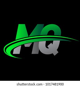 initial letter MQ logotype company name colored green and black swoosh design. vector logo for business and company identity.