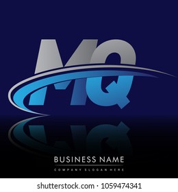 initial letter MQ logotype company name colored blue and grey swoosh design. vector logo for business and company identity.