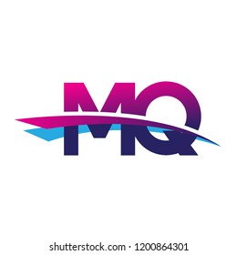 initial letter MQ logotype company name colored blue and magenta swoosh design. vector logo for business and company
