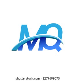 initial letter MQ logotype company name colored blue and swoosh design. vector logo for business and company identity.