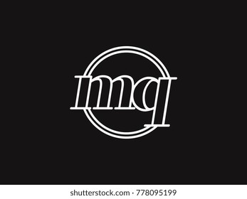 Initial letter mq lowercase outline inside the circle logo template white on black background