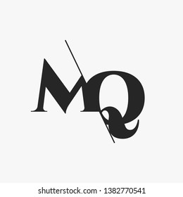 Initial Letter MQ Monogram Sliced. Modern logo template isolated on gray background