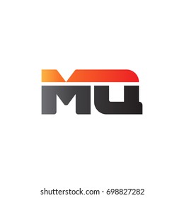 Initial letter MQ, straight linked line bold logo, gradient fire red black colors