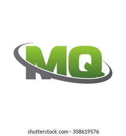 initial letter MQ swoosh ring company logo green gray

