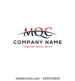 Initial letter MQC, overlapping movement swoosh horizon logo company design inspiration in red and dark blue color vector