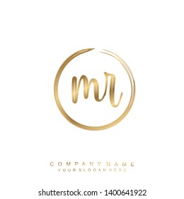 Initial letter MR beautiful handwriting logo vector template