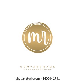 Initial letter MR beautiful handwriting logo vector template