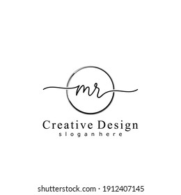 Initial letter MR calligraphy handwritten logo. Handwritten alphabet in the logo template. Letters and Alphabet for your logo design.