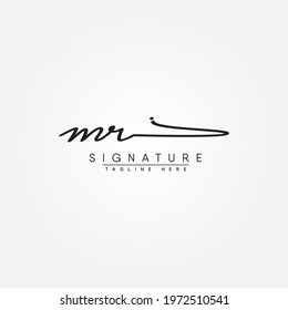 Initial Letter MR Logo - Handwritten Signature Style Logo