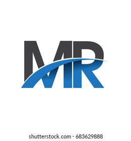 initial letter MR logotype company name colored blue and grey swoosh design. vector logo for business and company identity.

