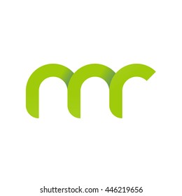 initial letter mr modern linked circle round lowercase logo green