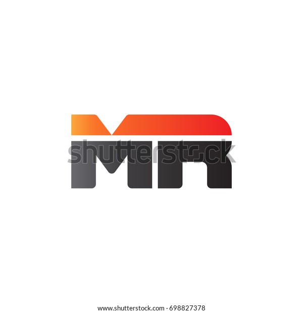 Initial letter MR, straight linked line bold logo,\
gradient fire red black\
colors