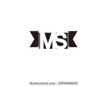 Initial letter ms black ribbon logo design