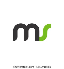 Initial Letter MS Linked Circle Lowercase Logo Black Green Icon Design Template Element - Vector