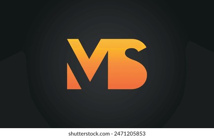 Initial Letter MS Logo Design With Swoosh. Creative And Modern MS Logo Design on Black Background.