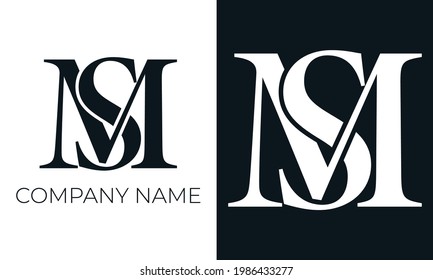 Plantilla de diseño vectorial de logotipo ms de letra inicial. Creativa trendy m y s tipografía y colores negros.