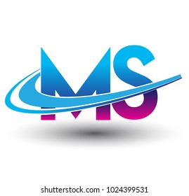 initial letter MS logotype company name colored blue and magenta swoosh design. vector logo for business and company identity.
