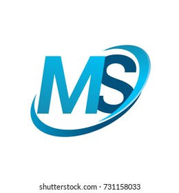 initial letter MS logotype company name colored blue swoosh design concept. vector logo for business and company identity.