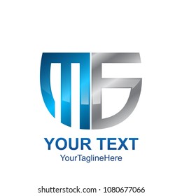 Initial letter MS , MB or MG logo template colored grey blue shield design for business and company identity
