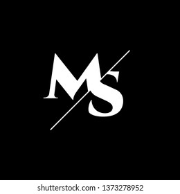 Initial Letter MS Monogram Sliced. Logo template isolated on black background