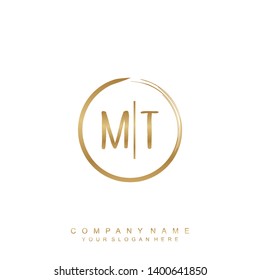 Initial letter MT beautiful handwriting logo vector template