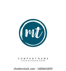 Initial letter MT beautiful handwriting logo vector template