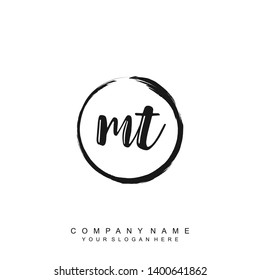 Initial letter MT beautiful handwriting logo vector template